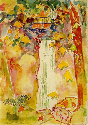 Wasserfall mit Brücke im Herbst, 1941, Privatbesitz